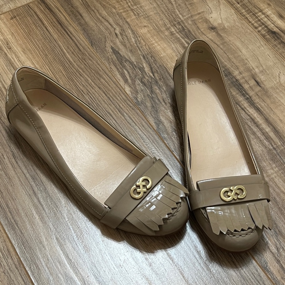 Cole Haan Women's Taupe Loafers with Gold Accent - Picture 2 of 3